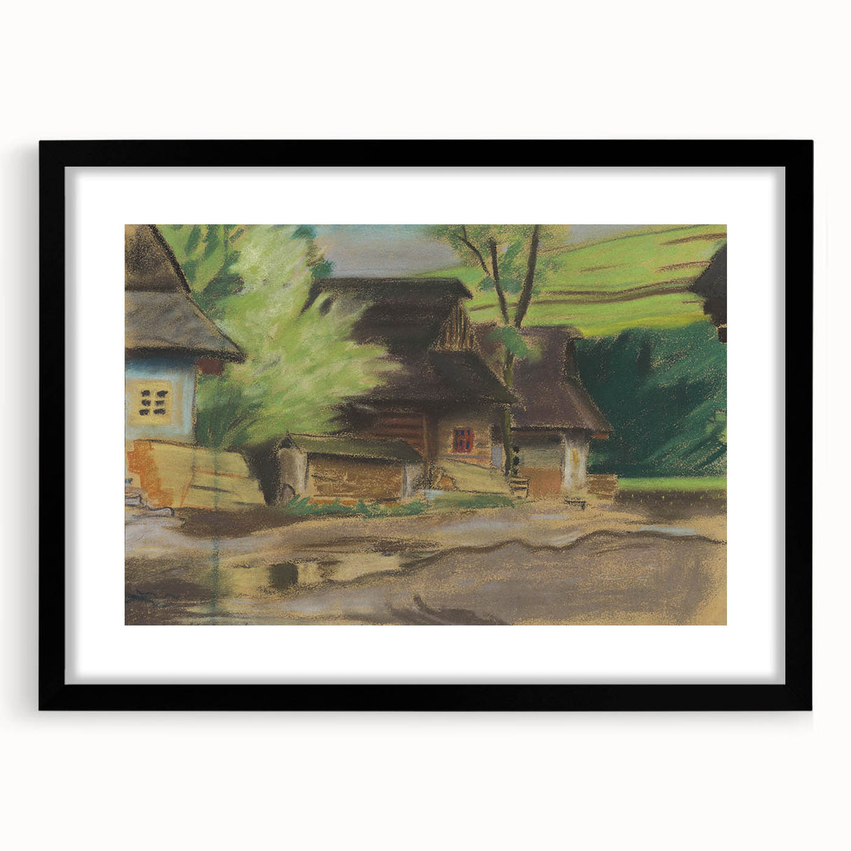 Expressionist Village Scene – Vibrant Rural Landscape Wall Art