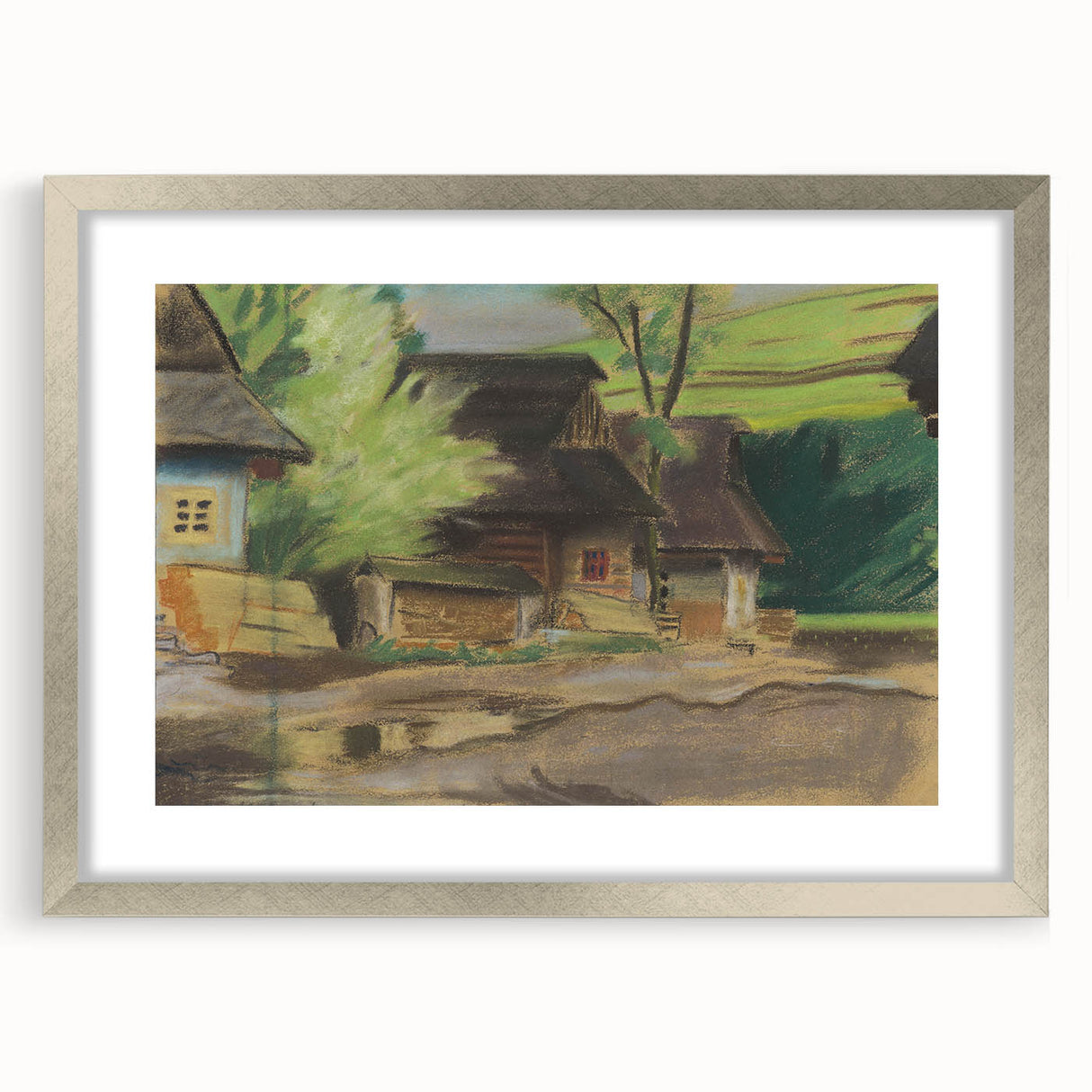 Expressionist Village Scene – Vibrant Rural Landscape Wall Art
