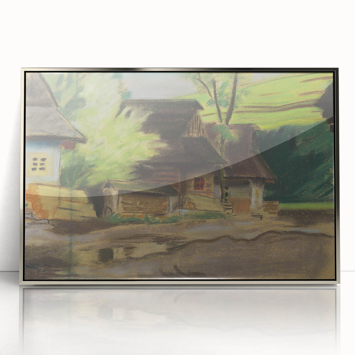 Expressionist Village Scene – Vibrant Rural Landscape Wall Art