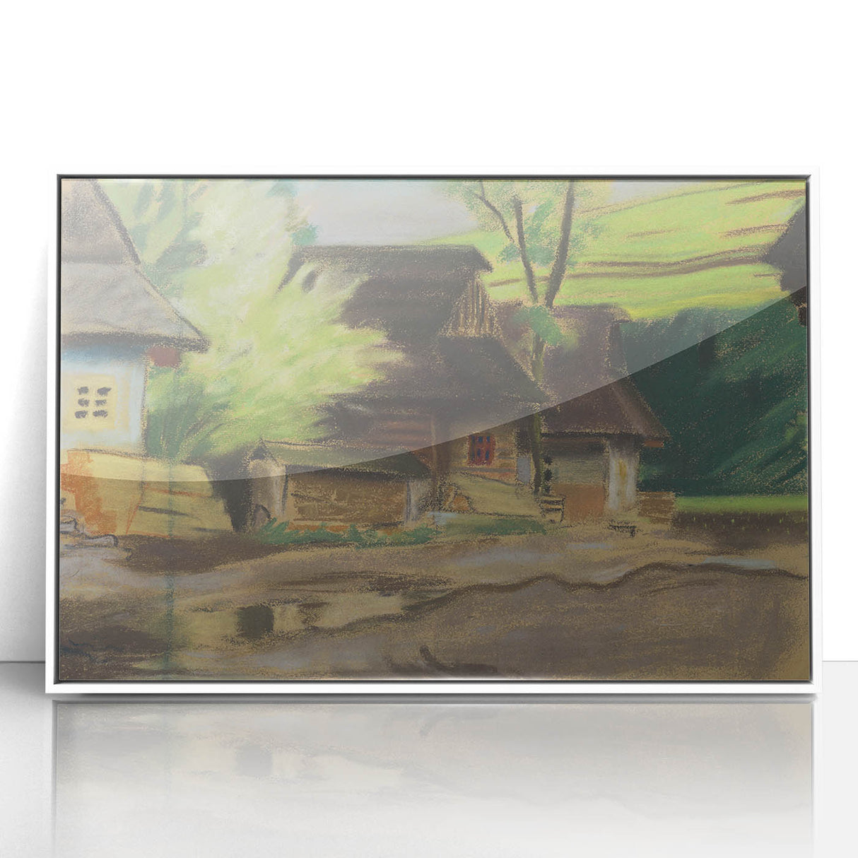 Expressionist Village Scene – Vibrant Rural Landscape Wall Art