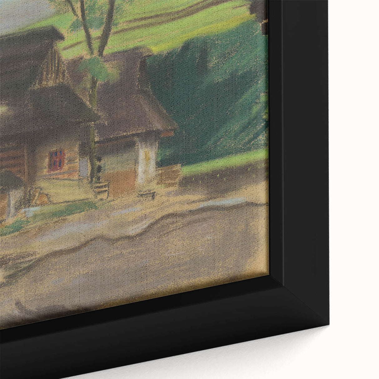 Expressionist Village Scene – Vibrant Rural Landscape Wall Art
