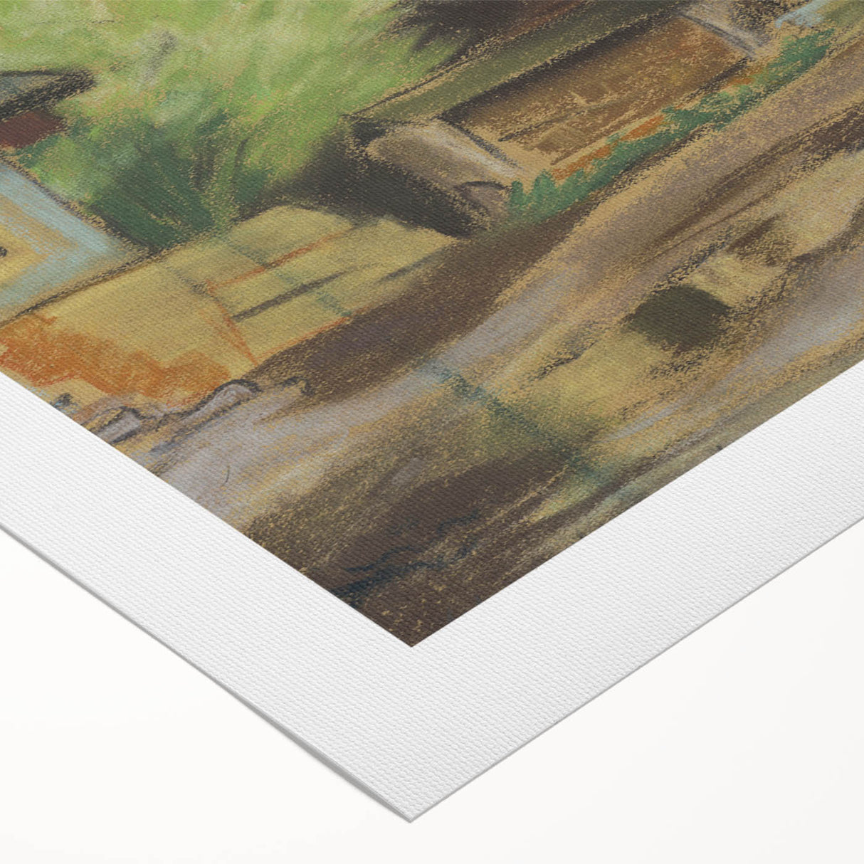 Expressionist Village Scene – Vibrant Rural Landscape Wall Art