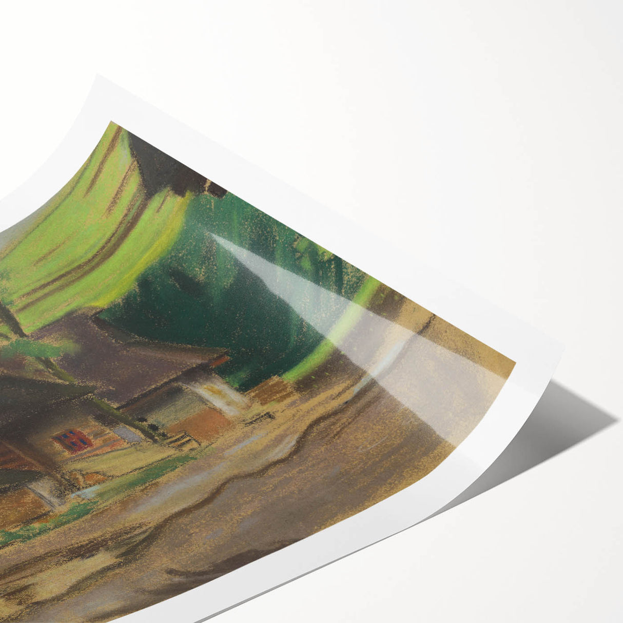 Expressionist Village Scene – Vibrant Rural Landscape Wall Art