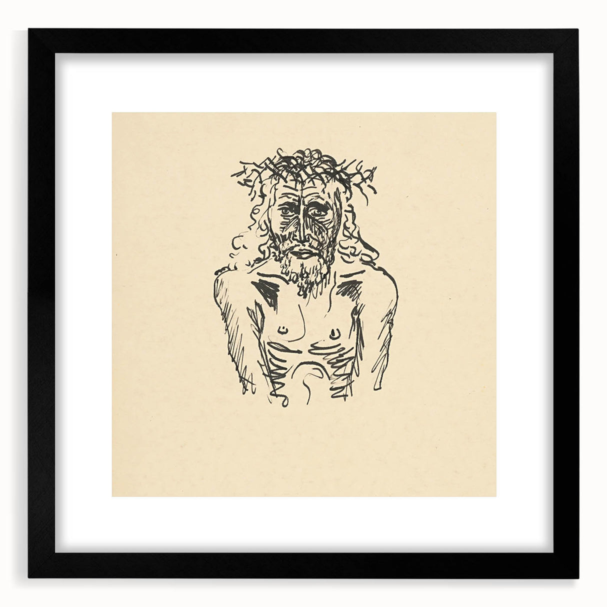 Expressionist Sketch of Christ – Black and White Wall Art