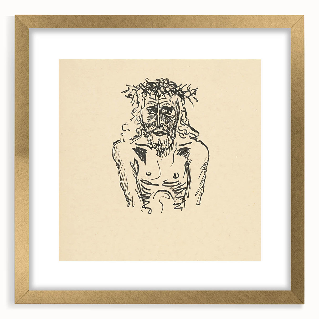 Expressionist Sketch of Christ – Black and White Wall Art
