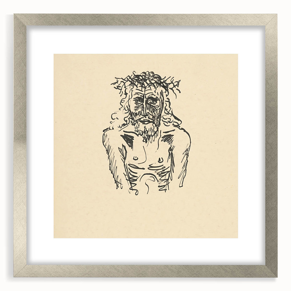 Expressionist Sketch of Christ – Black and White Wall Art