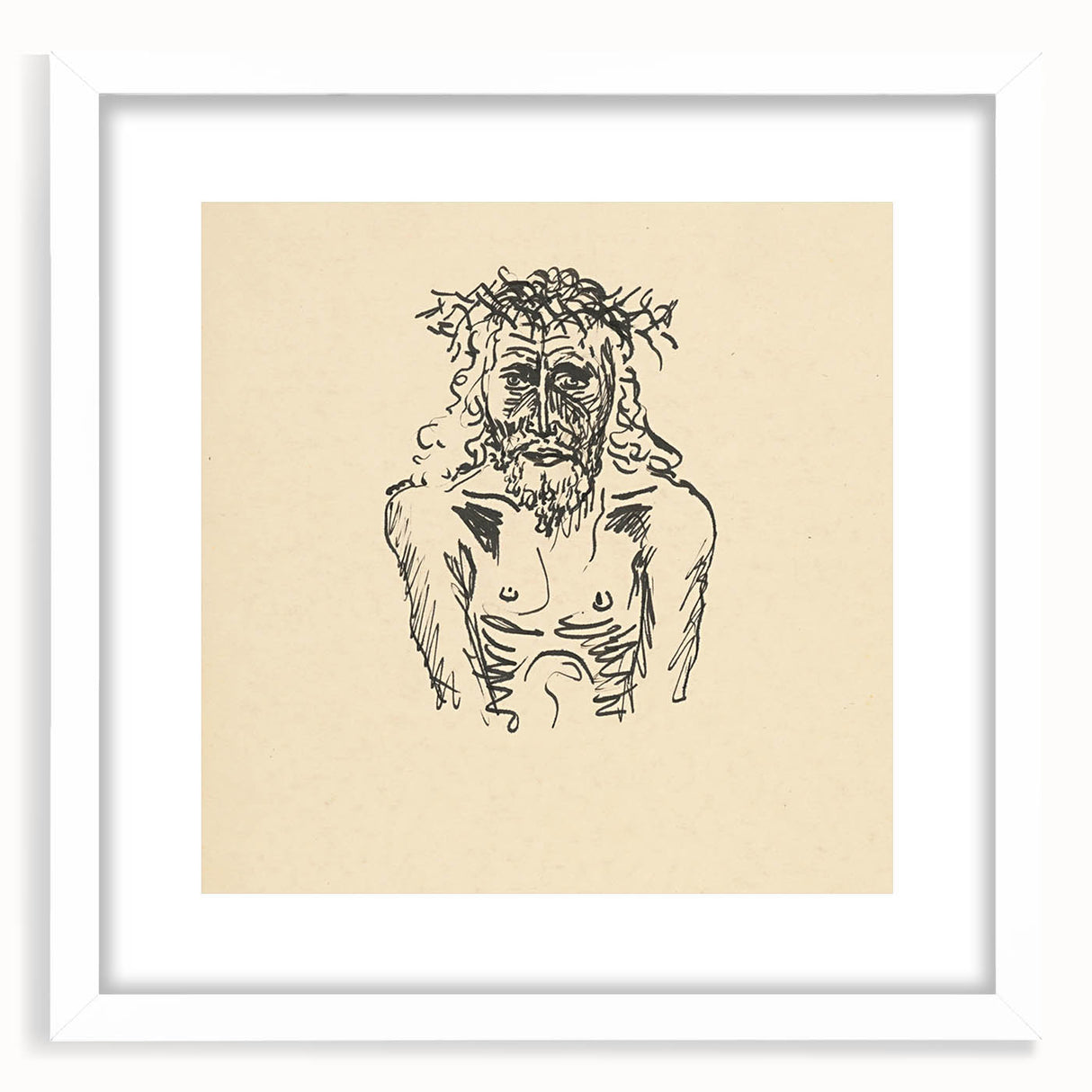 Expressionist Sketch of Christ – Black and White Wall Art