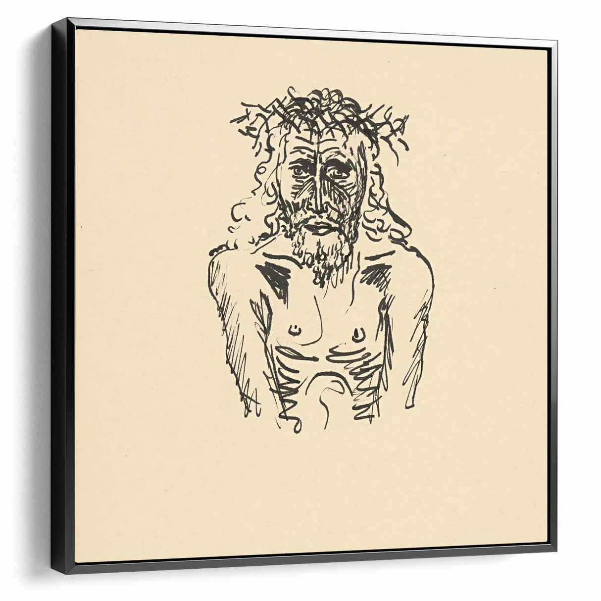 Expressionist Sketch of Christ – Black and White Wall Art