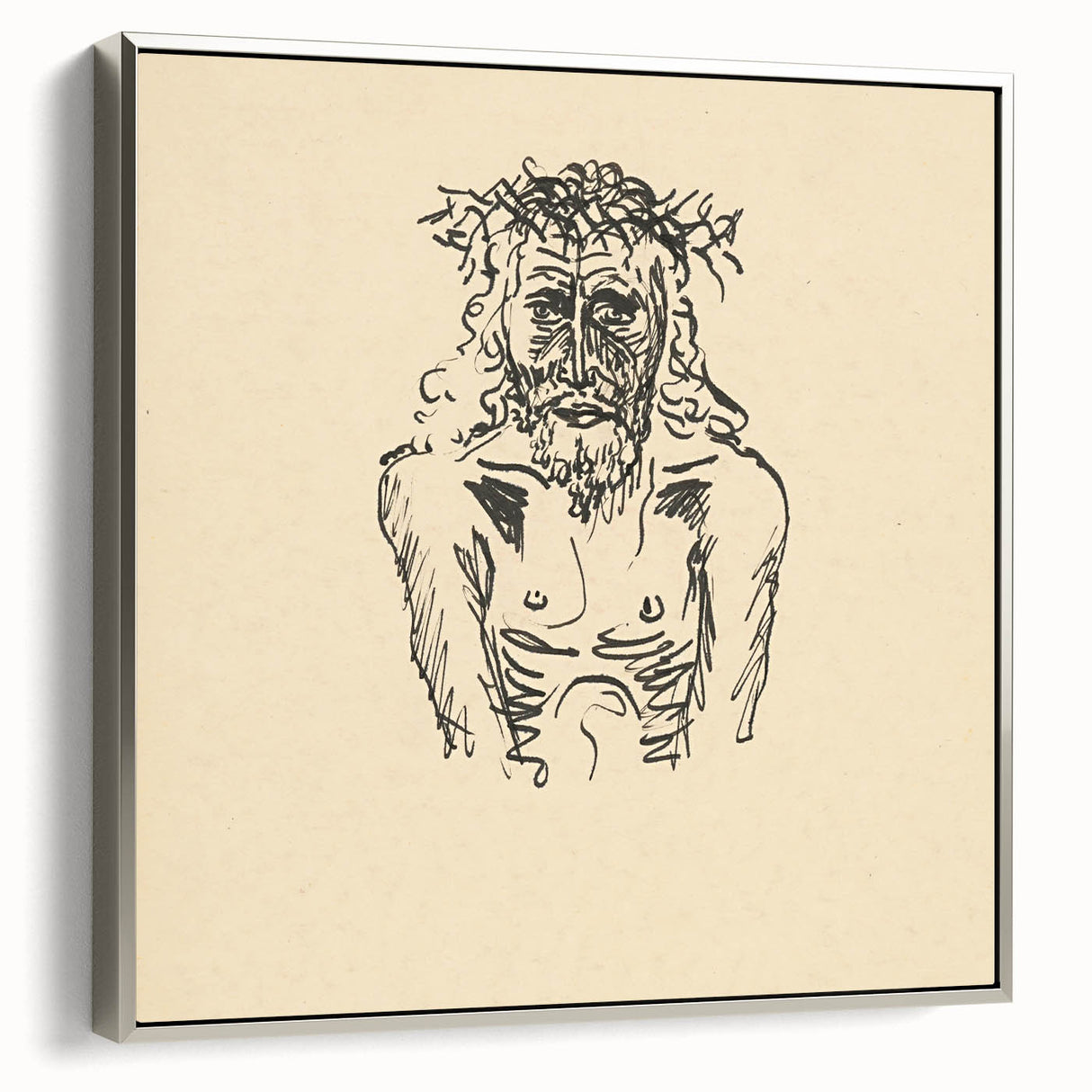 Expressionist Sketch of Christ – Black and White Wall Art