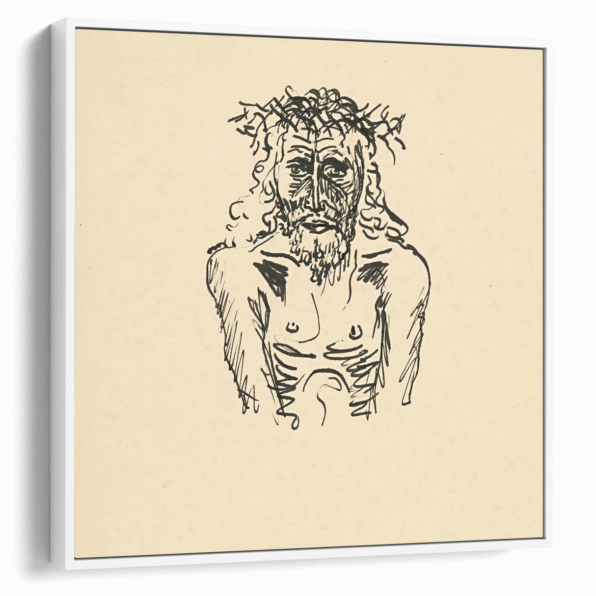 Expressionist Sketch of Christ – Black and White Wall Art