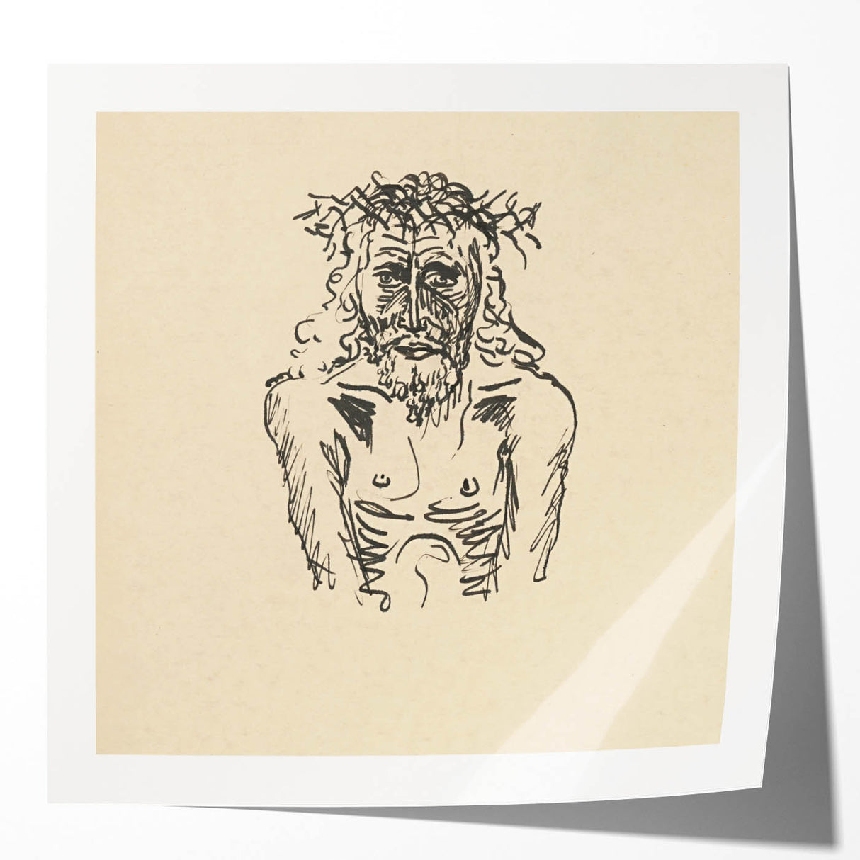 Expressionist Sketch of Christ – Black and White Wall Art