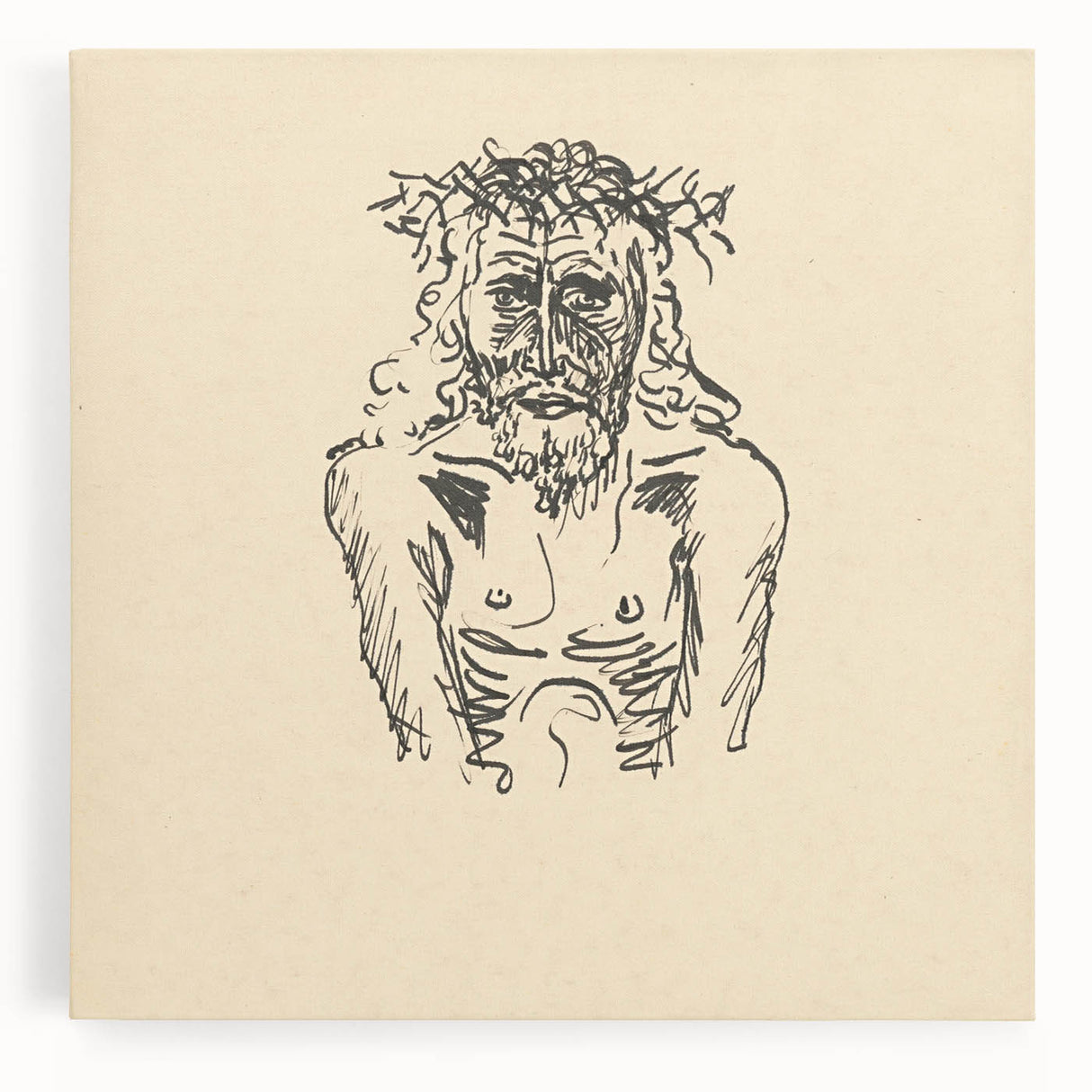 Expressionist Sketch of Christ – Black and White Wall Art