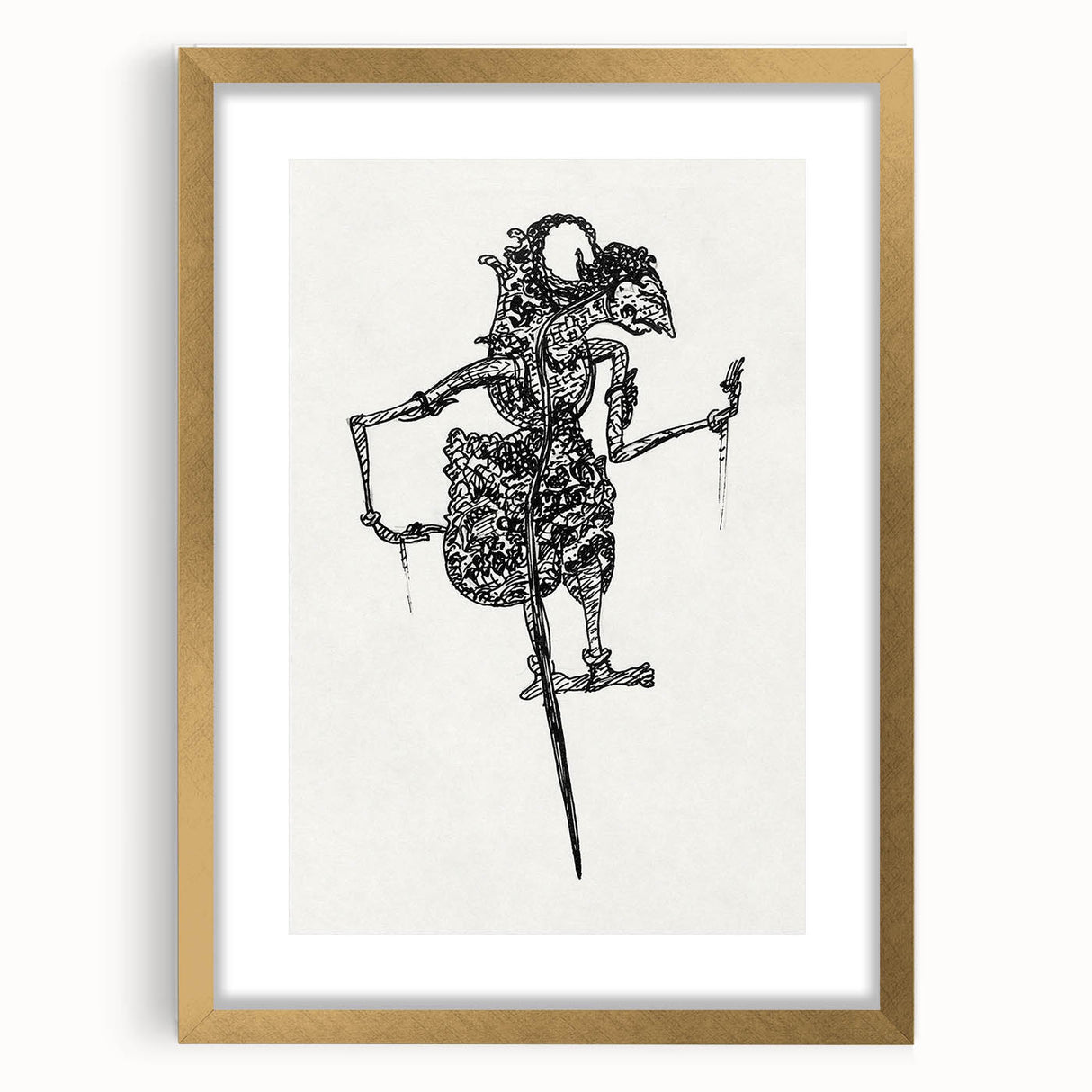 Expressionist Puppet Sketch – Intricate Black and White Wall Art
