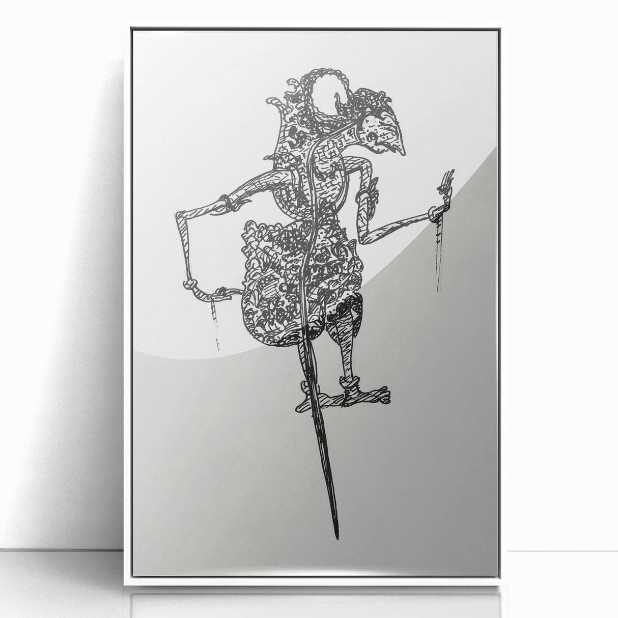 Expressionist Puppet Sketch – Intricate Black and White Wall Art