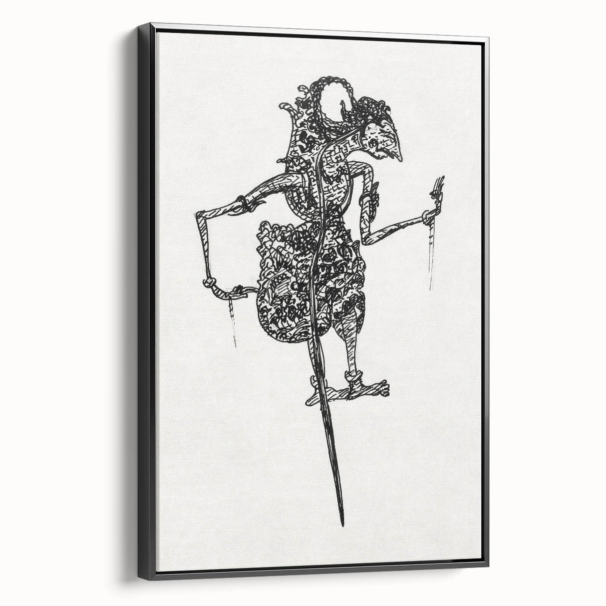 Expressionist Puppet Sketch – Intricate Black and White Wall Art