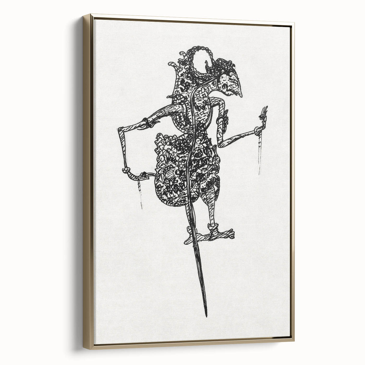 Expressionist Puppet Sketch – Intricate Black and White Wall Art