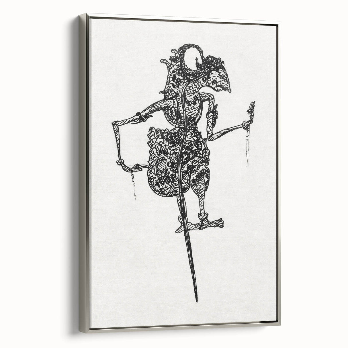 Expressionist Puppet Sketch – Intricate Black and White Wall Art