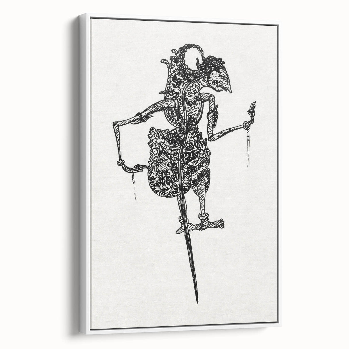 Expressionist Puppet Sketch – Intricate Black and White Wall Art