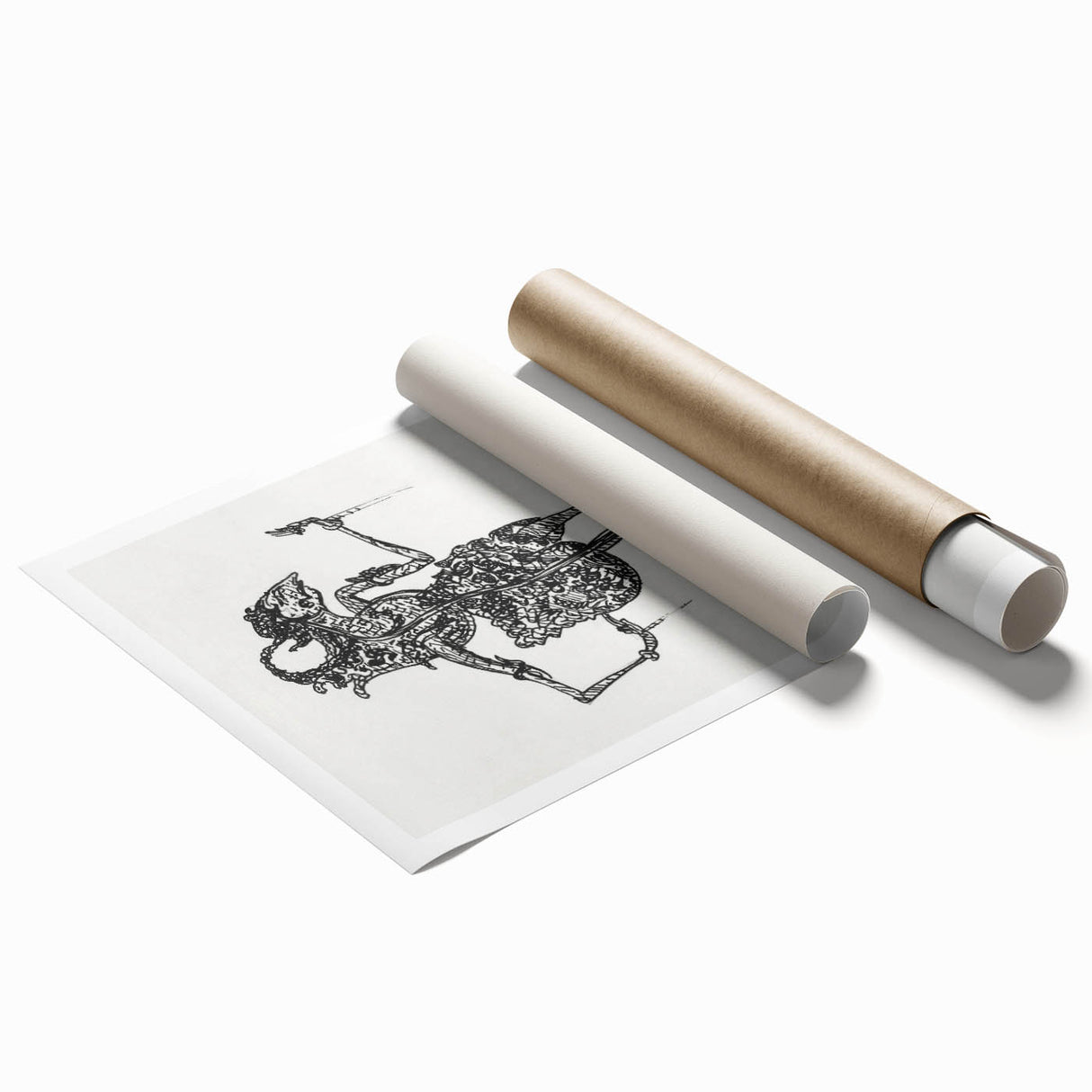 Expressionist Puppet Sketch – Intricate Black and White Wall Art