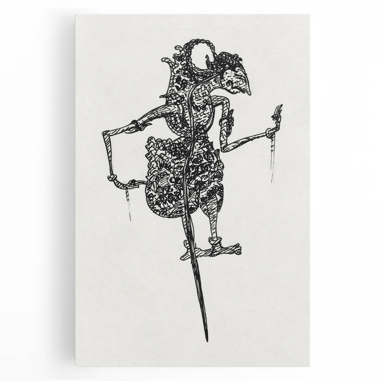 Expressionist Puppet Sketch – Intricate Black and White Wall Art