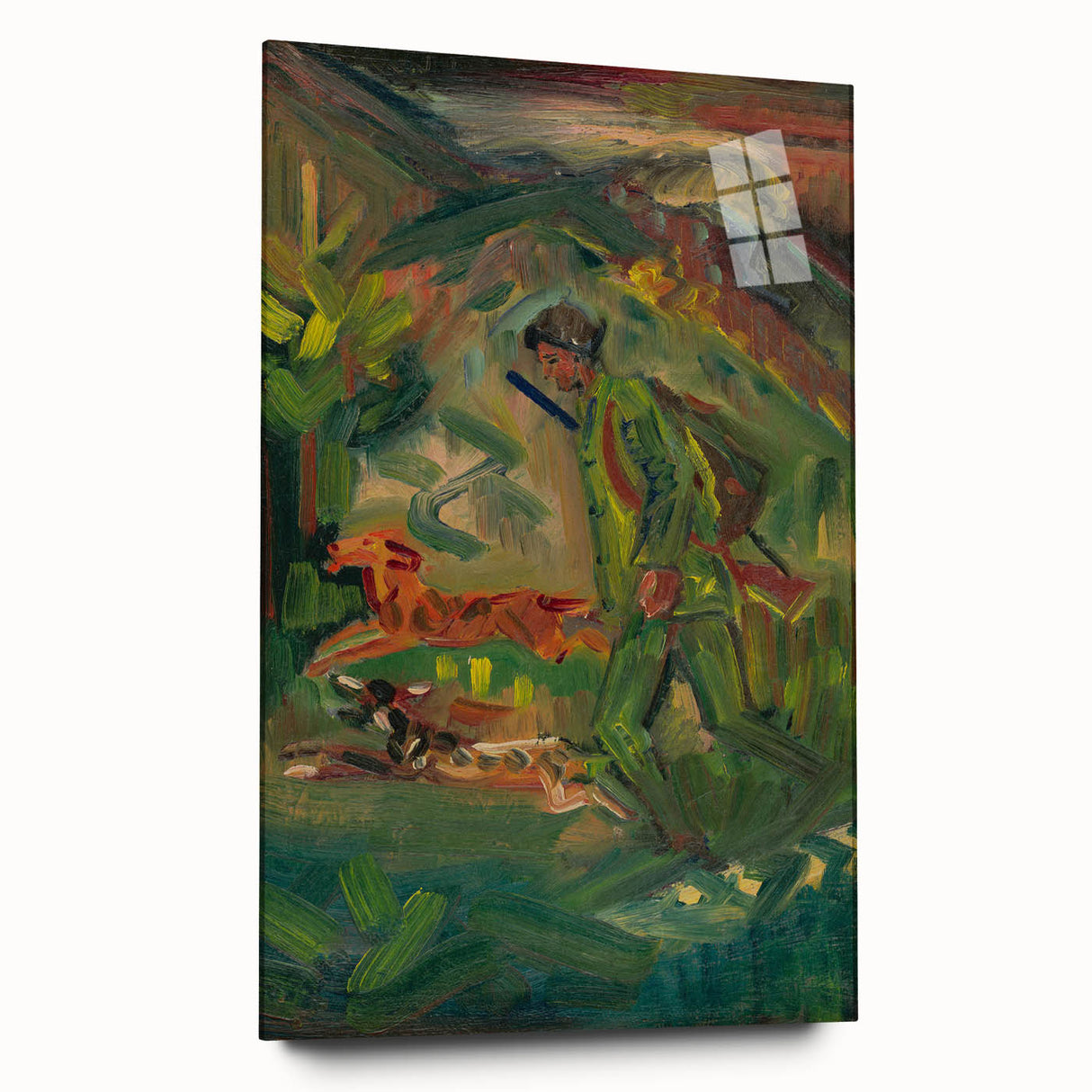 Expressionist Hunter Scene – Vibrant Abstract Wall Art
