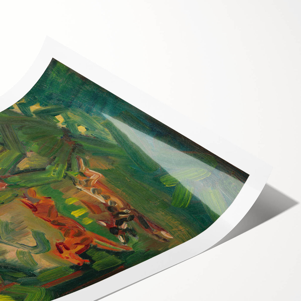 Expressionist Hunter Scene – Vibrant Abstract Wall Art