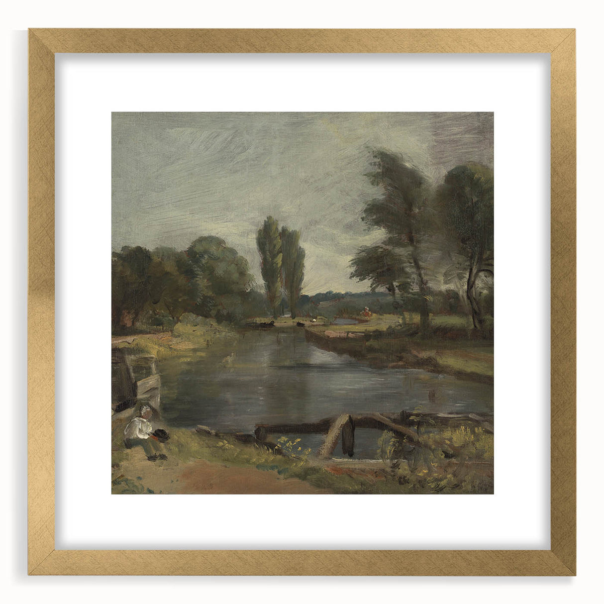 Classic Romantic Paintings: Flatford Lock by John Constable