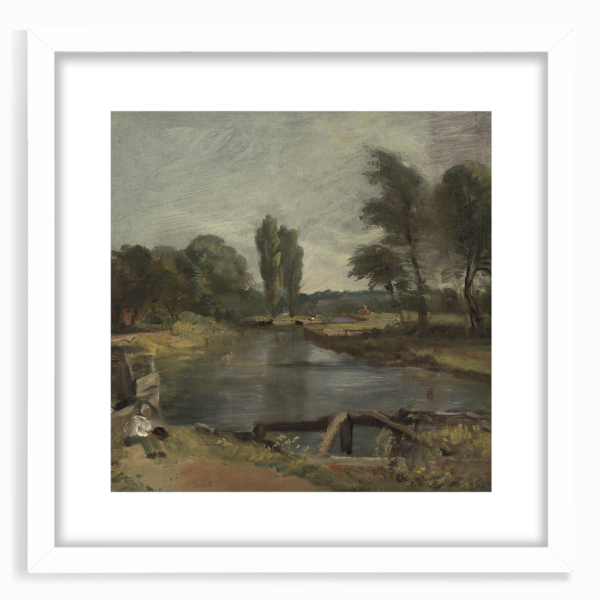 Classic Romantic Paintings: Flatford Lock by John Constable