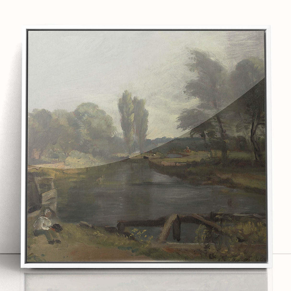 Classic Romantic Paintings: Flatford Lock by John Constable