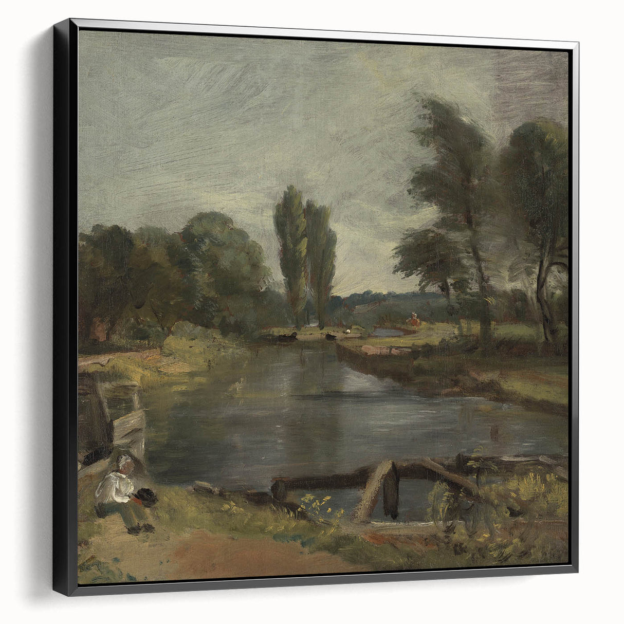 Classic Romantic Paintings: Flatford Lock by John Constable