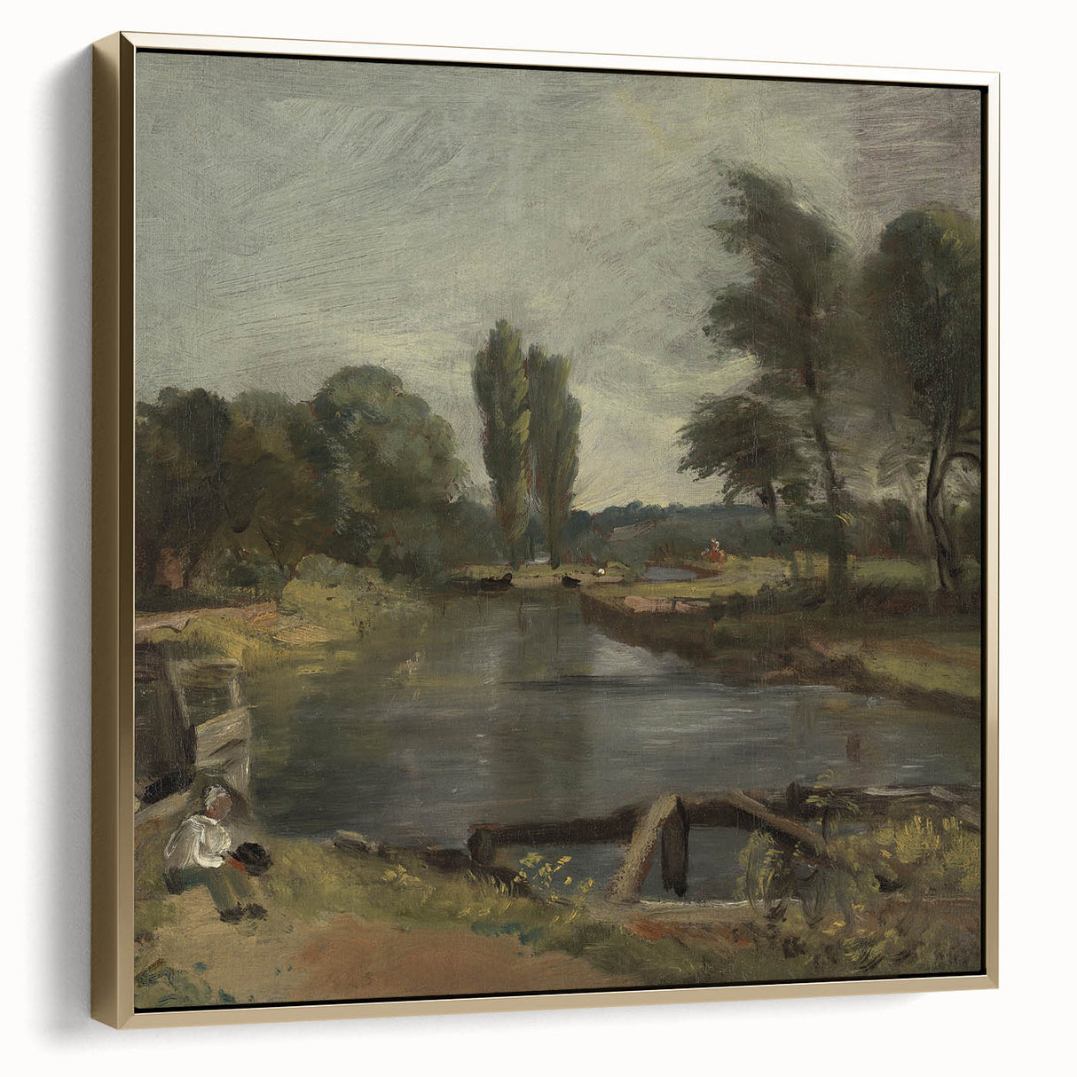 Classic Romantic Paintings: Flatford Lock by John Constable