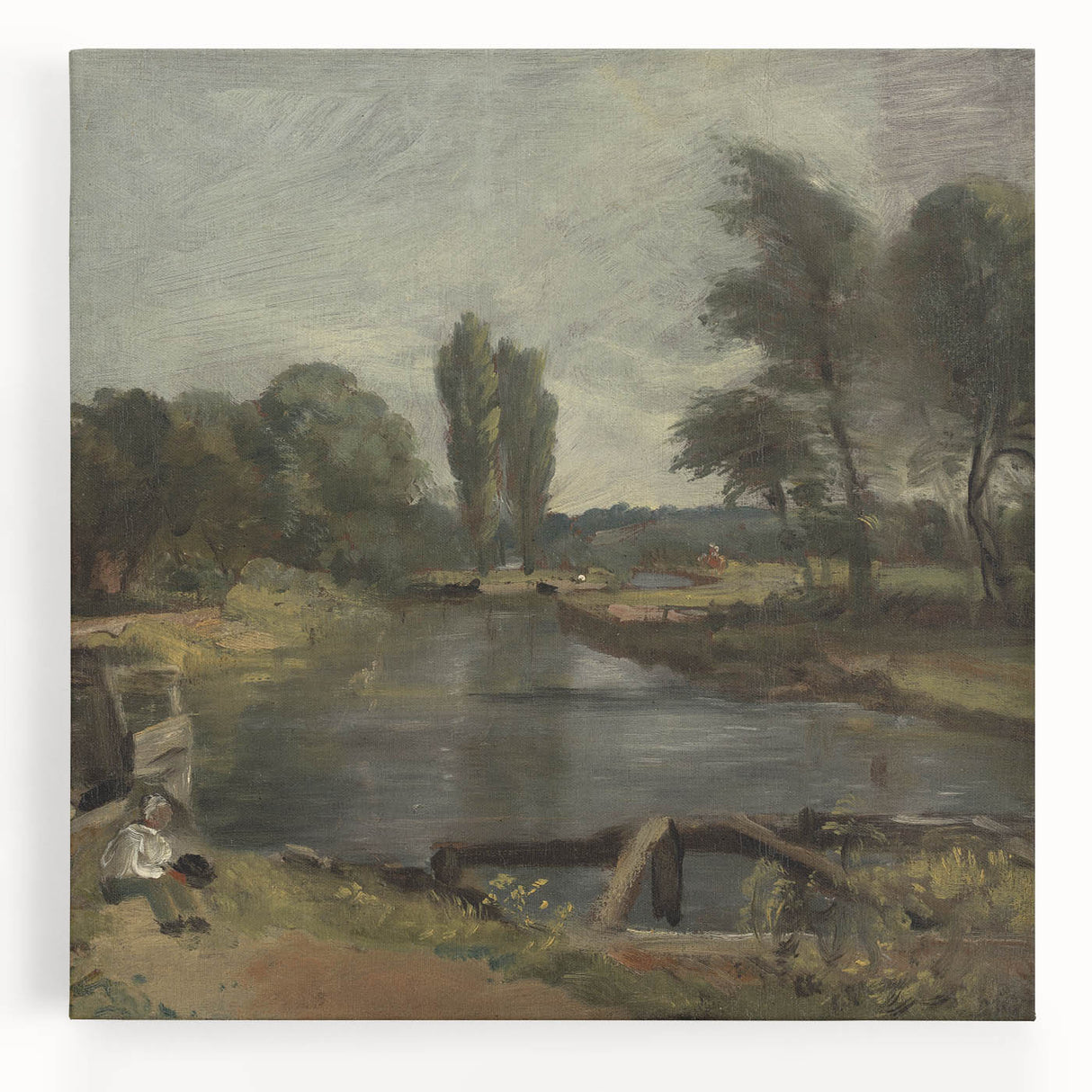 Classic Romantic Paintings: Flatford Lock by John Constable