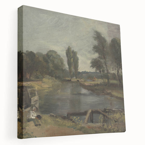 Classic Romantic Paintings: Flatford Lock by John Constable
