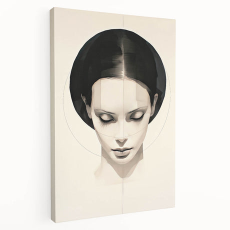 Minimalist abstract wall art on stretched canvas showcasing soft earth tones and geometric shapes, perfect for modern home decor or office spaces.