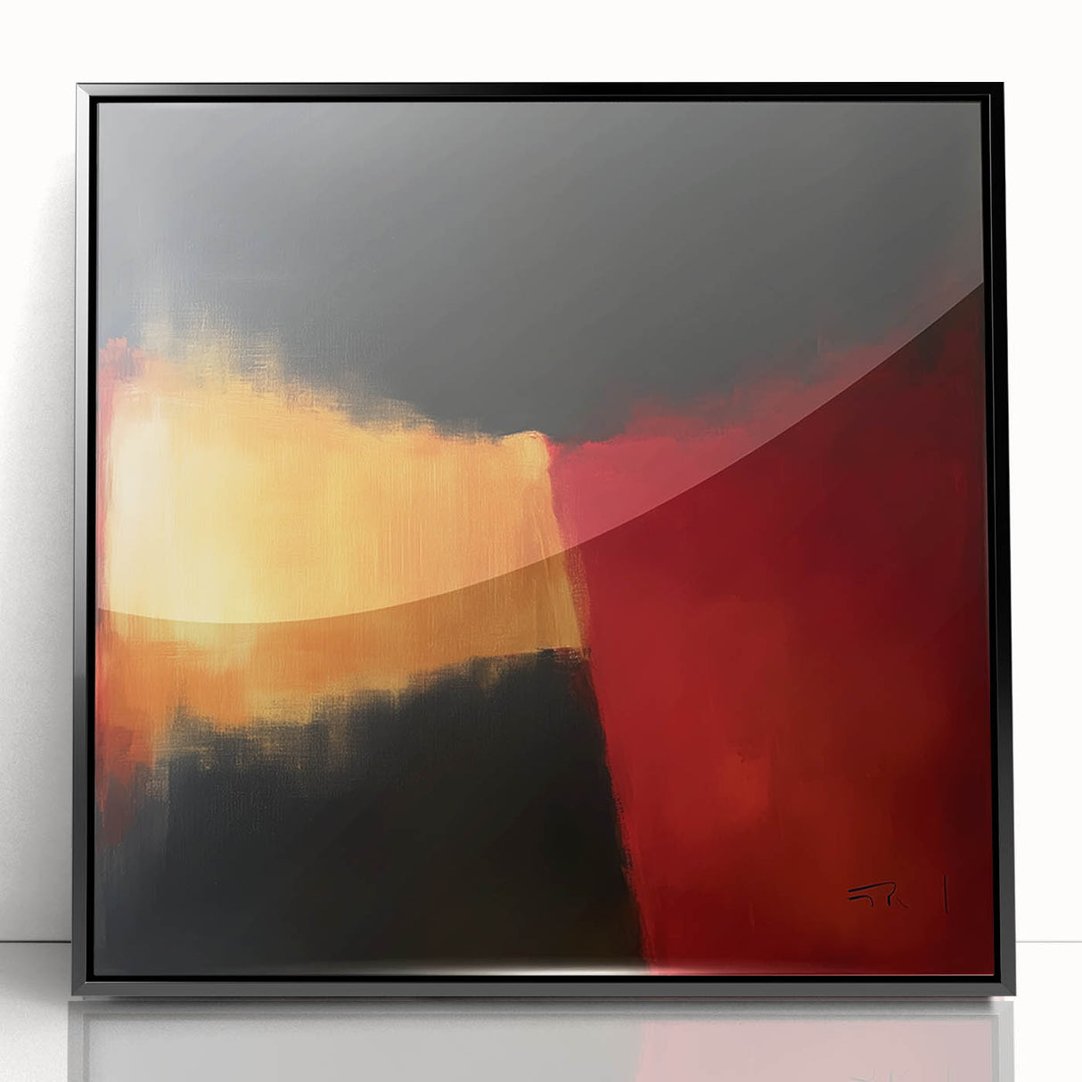 Colorful Abstract Wall Art – Red, Gold & Black Modern Expression