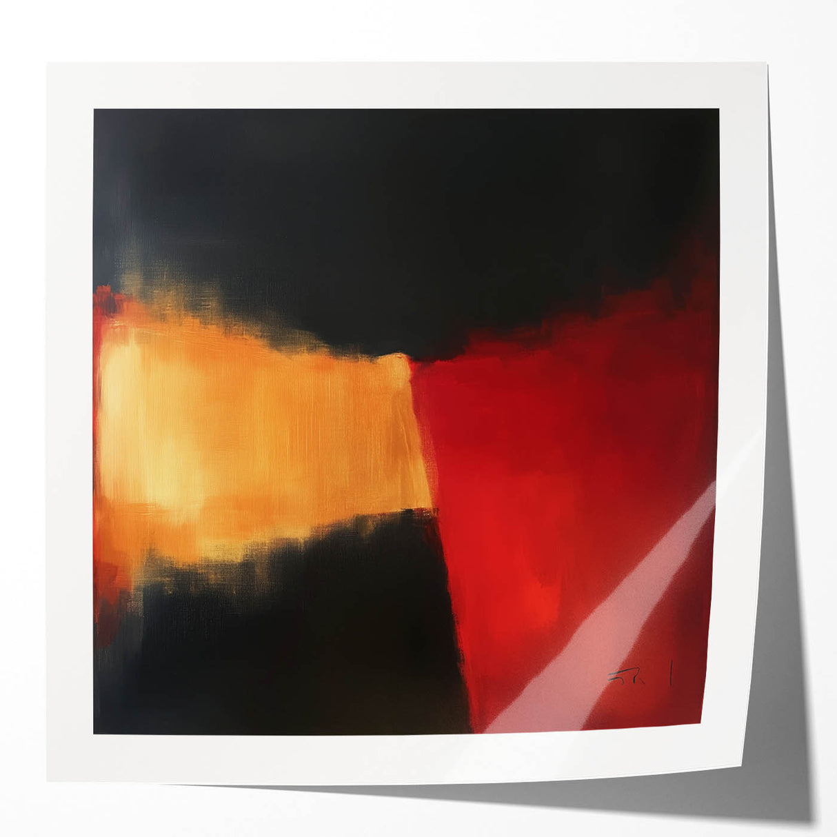 Colorful Abstract Wall Art – Red, Gold & Black Modern Expression