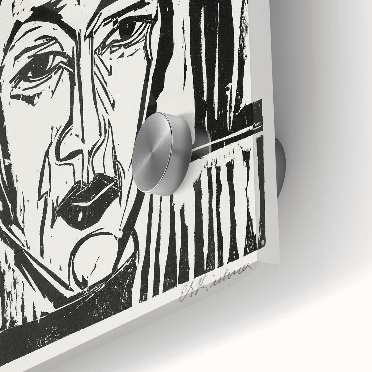 Expressionist Art - Wehrlin, Facing Front by Kirchner - Bold Woodcut Print