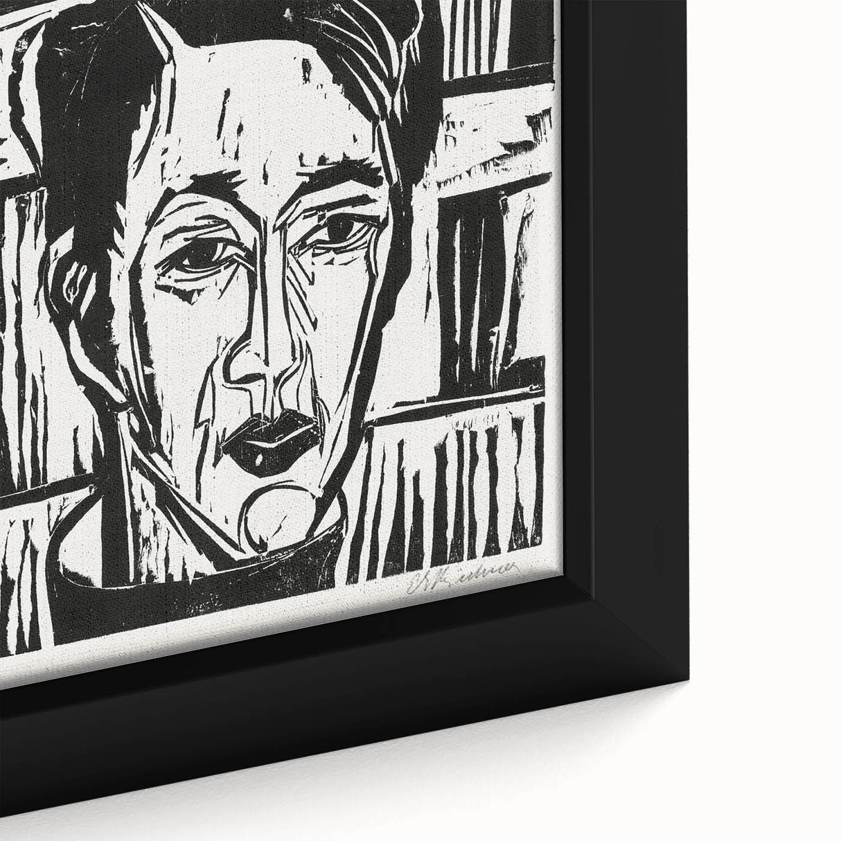 Expressionist Art - Wehrlin, Facing Front by Kirchner - Bold Woodcut Print