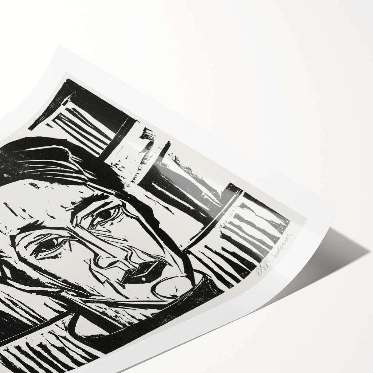 Expressionist Art - Wehrlin, Facing Front by Kirchner - Bold Woodcut Print