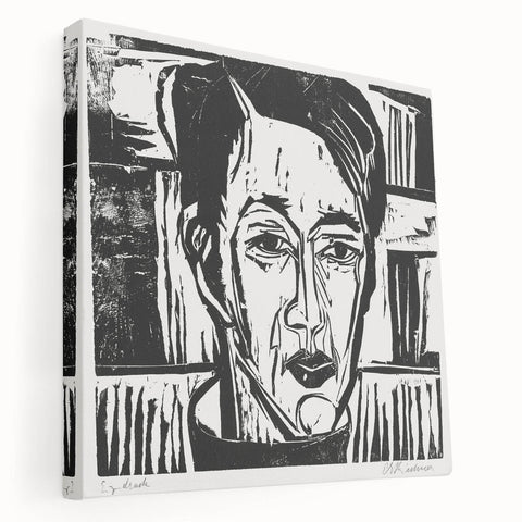 Expressionist Art - Wehrlin, Facing Front by Kirchner - Bold Woodcut Print