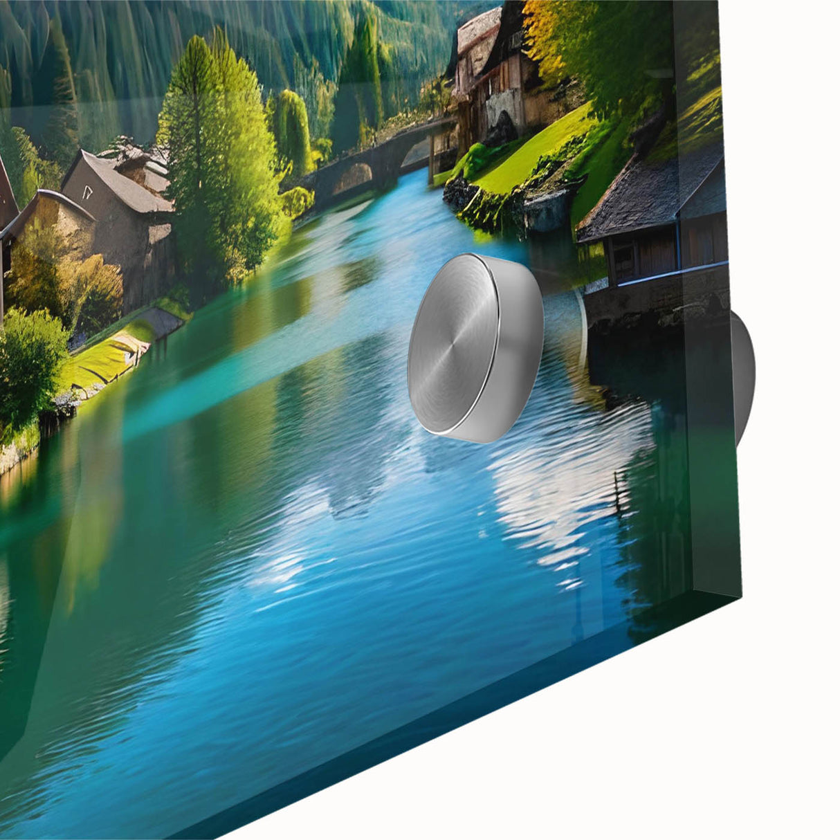 Large abstract wall art print of a European scenery in Austria, depicted in vibrant colors on acrylic glass.