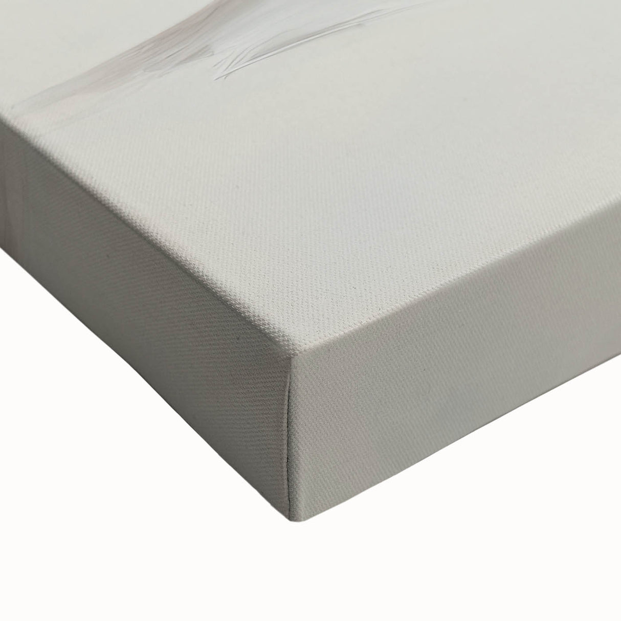 Close-up of a minimalist abstract wall art design on stretched canvas, featuring soft pastel colors and a textured finish, ideal for modern home decor.