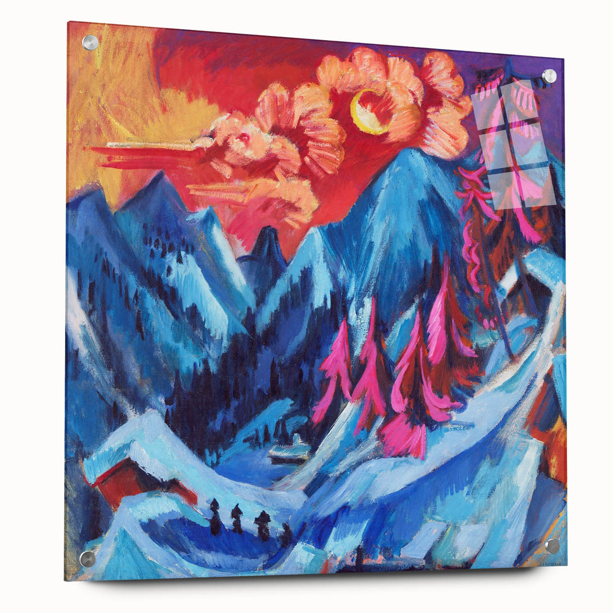 Vibrant Expressionist Winter Scene – Abstract Mountain Wall Art