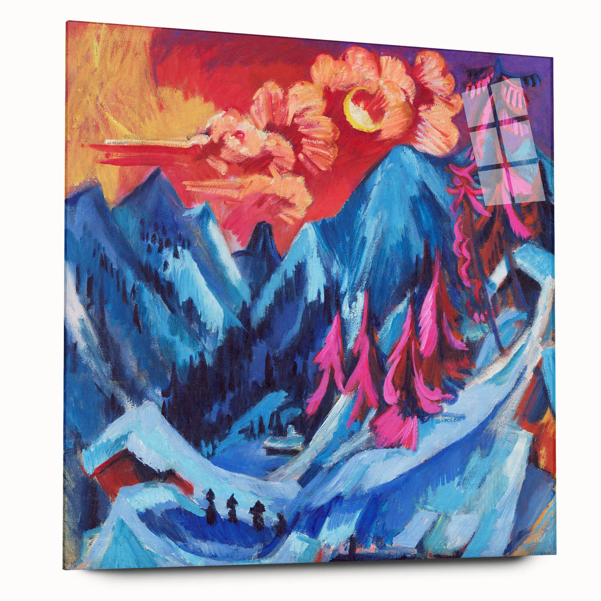 Vibrant Expressionist Winter Scene – Abstract Mountain Wall Art