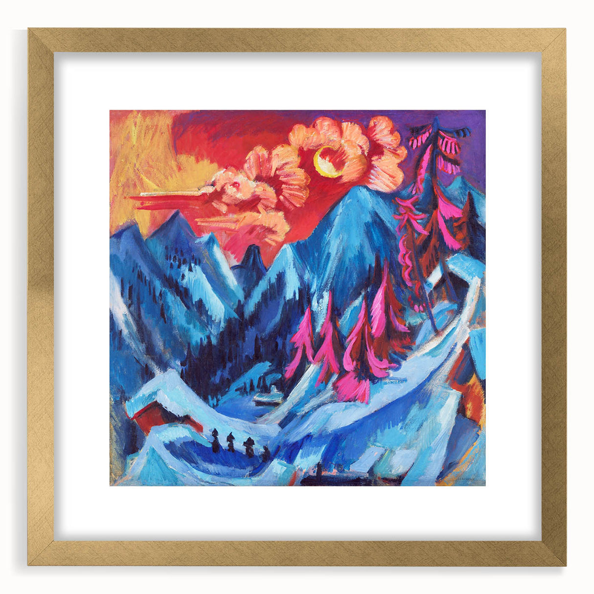 Vibrant Expressionist Winter Scene – Abstract Mountain Wall Art