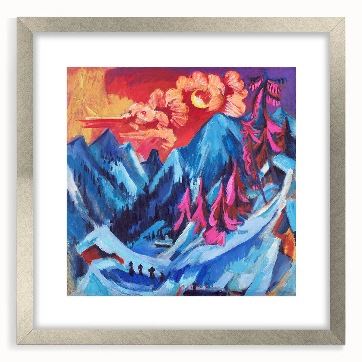 Vibrant Expressionist Winter Scene – Abstract Mountain Wall Art