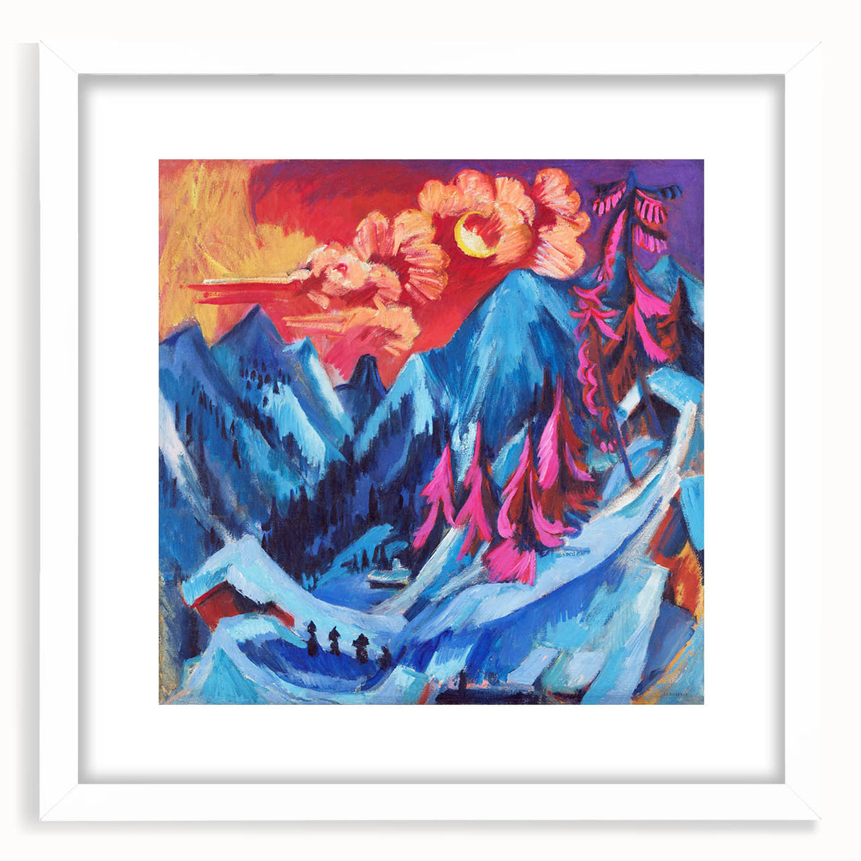 Vibrant Expressionist Winter Scene – Abstract Mountain Wall Art