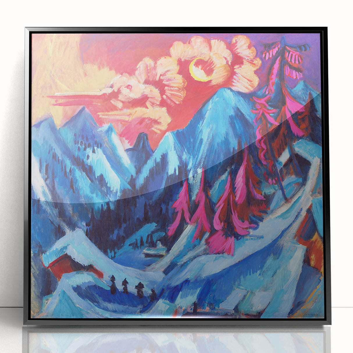Vibrant Expressionist Winter Scene – Abstract Mountain Wall Art
