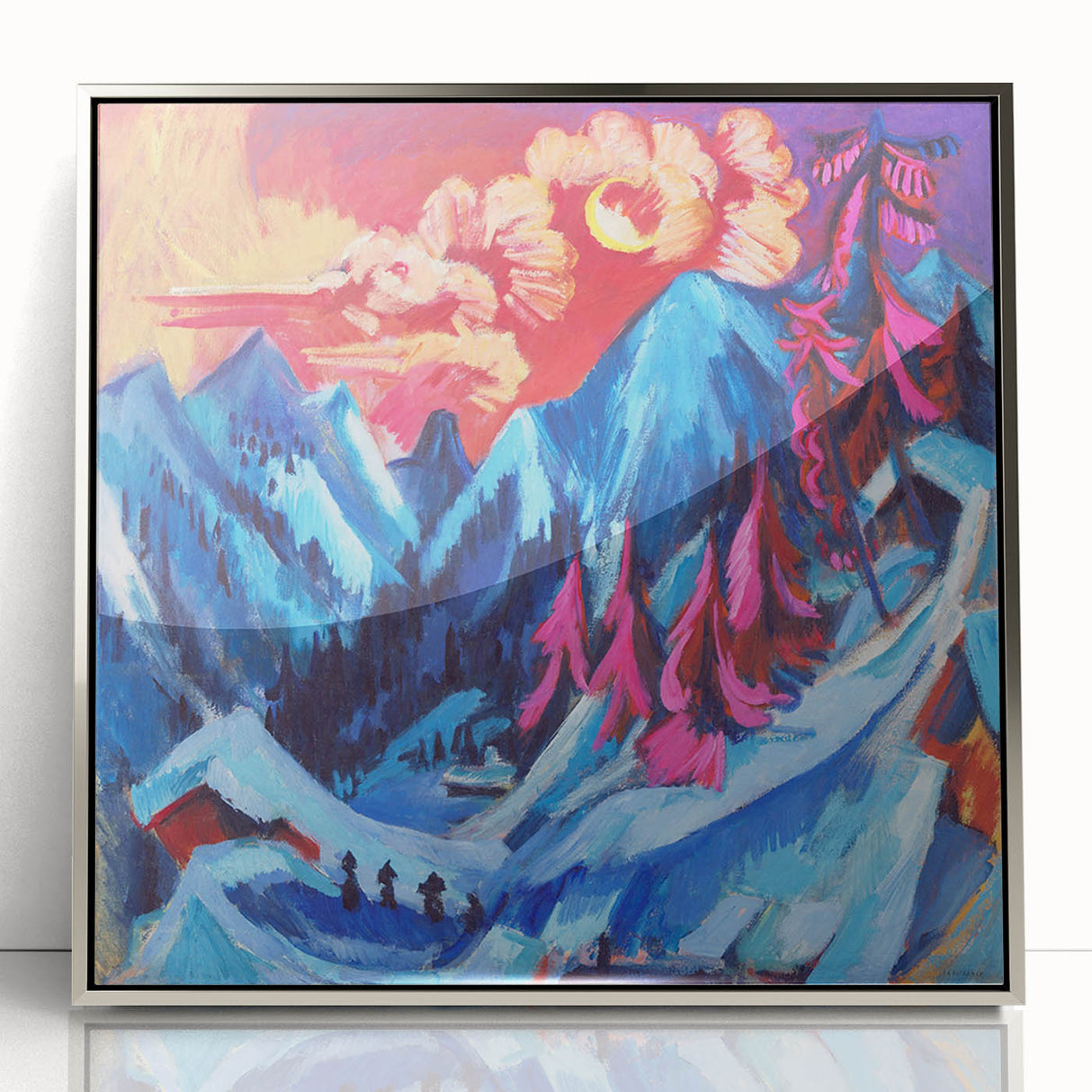Vibrant Expressionist Winter Scene – Abstract Mountain Wall Art