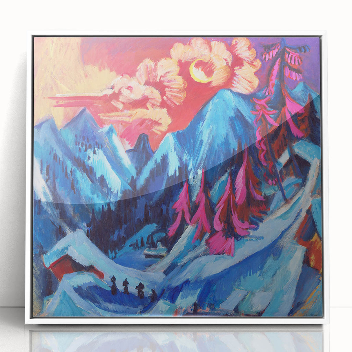 Vibrant Expressionist Winter Scene – Abstract Mountain Wall Art